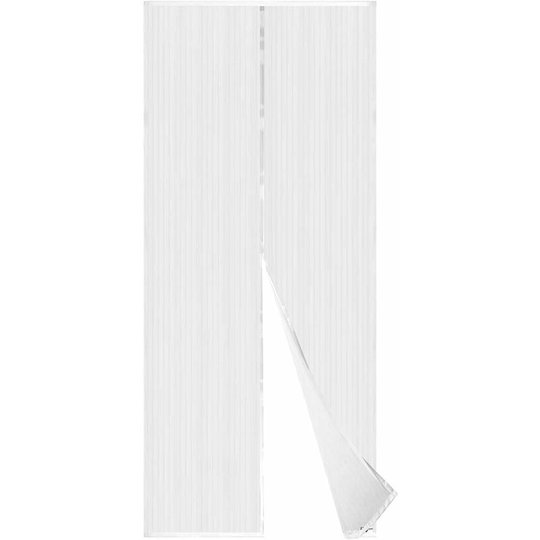 Magnetic Mosquito Door, Mesh Mosquito Curtain, Top-Down Magnetic Seal (120 x 210 cm, White)