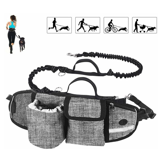 Pecute Dog Leash Hands Free Dog Leash Up to 110kg Shock Absorption, Comfortable, Reflective Stitching, Ideal for Running, Jogging and Walking (White)