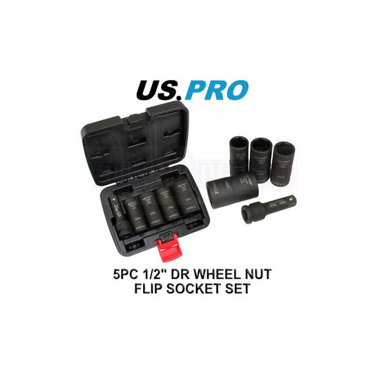 US PRO Tools Impact Wheel Nut Flip Socket Set 5 Piece 3765
