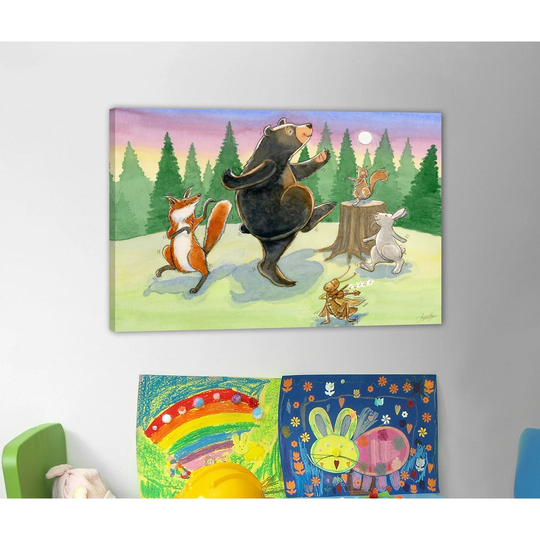 'Animals Dancing' by Phyllis Harris Graphic Art on Wrapped Canvas