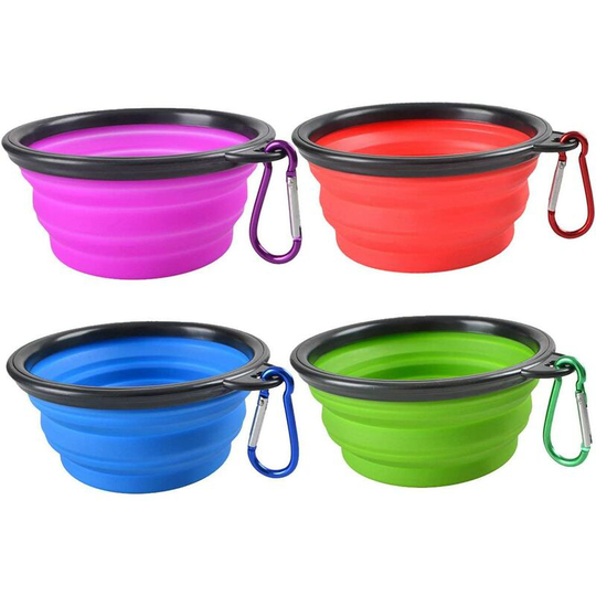 Gift - Dog Bowl, 4 Pack Collapsible Silicone Dog Bowl with Carabiner, Portable Dog Water or Food Bowl for Small to Medium Dogs, Travel Dog Bowl