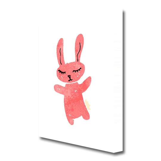 Pink Bunny Hug - Wrapped Canvas Painting Print