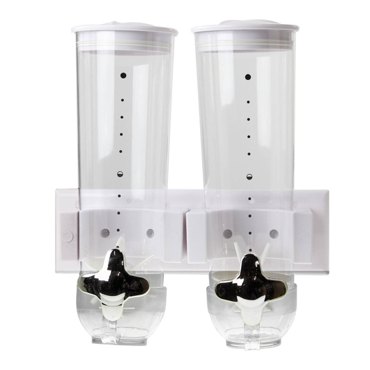 Double Plastic Cereal Dispenser Dry Food Storage Wall Holder Container Machine