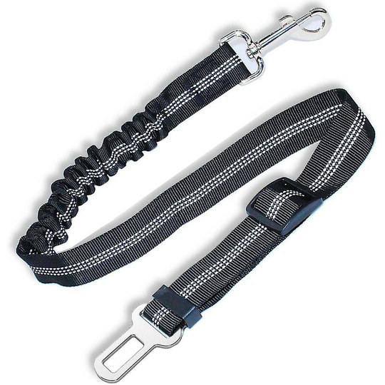 Reflective Pet Silk Elastic Nylon Car Seat Belt For All Breed Dog Leash Safety Products, Black