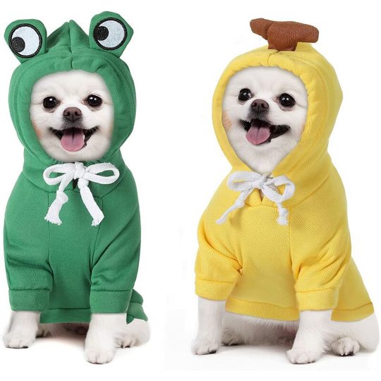 2 Pieces Fruit Dog Hoodie Clothes,Cold Weather Sweatshirt Pet Coat for Puppy Small Medium Dogs Cats,sizeL