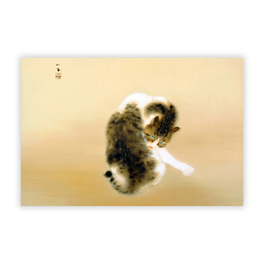 'Cat Grooming Itself' by Takeuchi Seiho - Unframed Painting Print on Paper