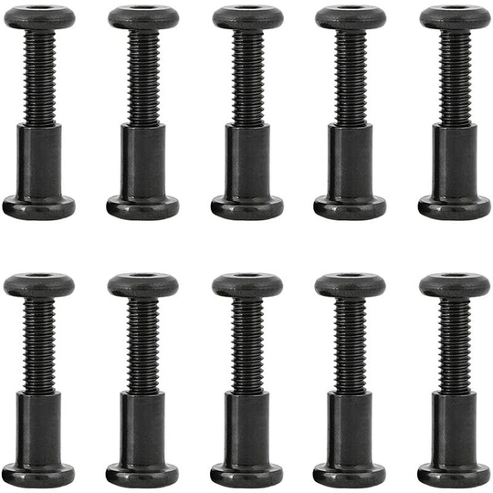 Betterlifegb - Lot of 10 M6 x 35 mm mounting bolts with matching nuts sleeve nut with round black carbon steel hole head suitable for leather bag or