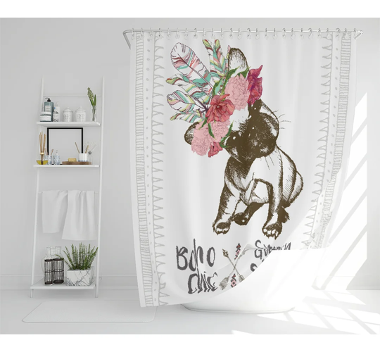 Portrait Of French Bulldog Puppy Designer Shower Curtain
