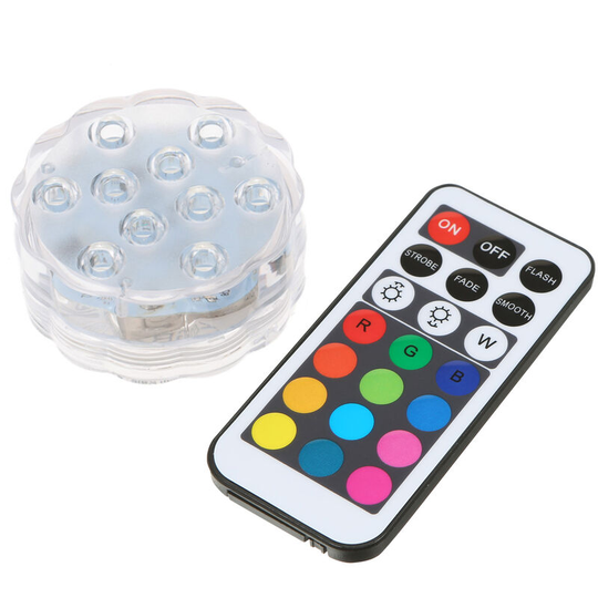 IP68 Waterproof rgbwy 10LEDs Remote Control Submersible Underwater Lamp Mini Floral Vase Base Light