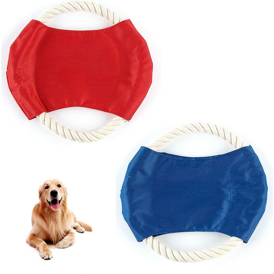 2 Pieces Frisbees for Dogs, Disc Dog Toy, Outdoor Interactive Training Toys, Chew Toy for Medium Dogs, Blue Red