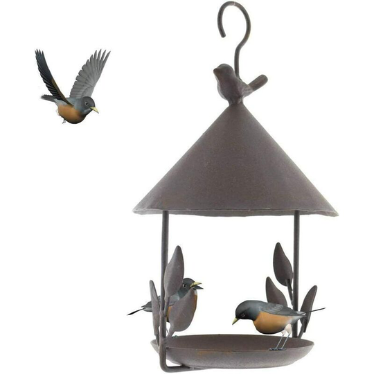 Cast Iron Outdoor Hanging Bird House Feeder