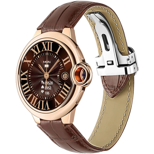 Smart Watch 1.32inch BT Smart Watches Touch Answer Make Call Waterproof Fitness Activity Tracker Watch with Heart Rate Blood Pressure, Brown - Brown
