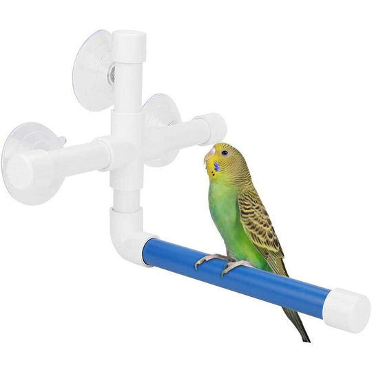 Parrot Perch, Plastic Pipe Shower Perch Toy with Suction Cup to Attach Bath Perch for African Macaw Cockatoo Greys Budgies Parakeet - Litzee