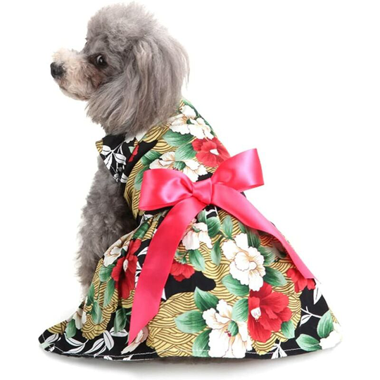 Soekavia - Dog Dress Cute Pet Skirt Elegant Shirts Sundress Bowknot Summer Puppy Apparel Clothes Small Medium Girl Dogs Cats Wedding (Black-M)