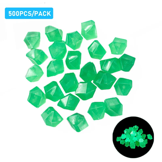Asupermall - 500pcs Glow in the Dark Stones Glow Stones Diamond-Shaped Fluorescent Stone Decoration for Aquarium Waterscape Outdoor Yard Landscape