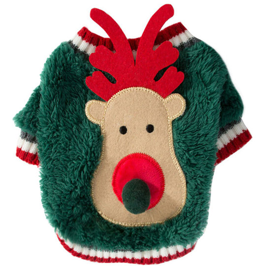 Christmas Dog Cat Sweater Warm Winter Pullover Reindeer Pet Clothes For Cat Puppy Small Dog,Green xs