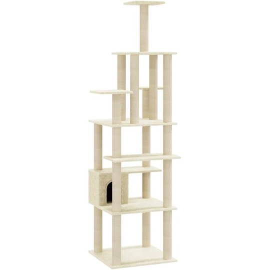 Cat Tree with Sisal Scratching Posts Cream 183 cm vidaXL - Cream