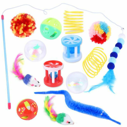 Cat Toy Variety Pet Toy Set Interactive Cat Toy Cat Ball 14pcs