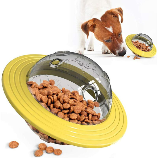 IQ Yellow Treat Ball - Dog Treat Ball (Slow Feeder, Puzzle Dog Toy, Treat Dispensing Toy and Interactive Dog Toy in One)