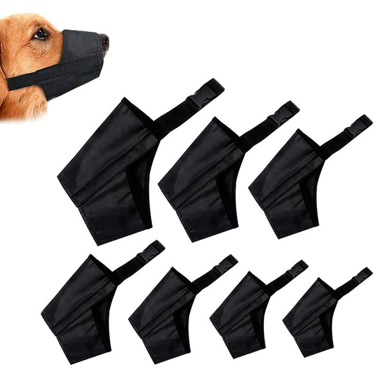 Gdrhvfd - Black 7 Pieces (Various Sizes) Muzzles for Biting, Chewing, Biting, Adjustable Mouth Cover for Small, Medium and Large Dogs, Soft and