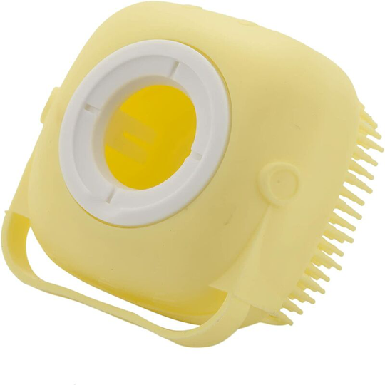 Silicone Rubber Dog Bath Brush Pet Shampoo Dispensing Brushes for Dogs and Cats Grooming Shower - Yellow