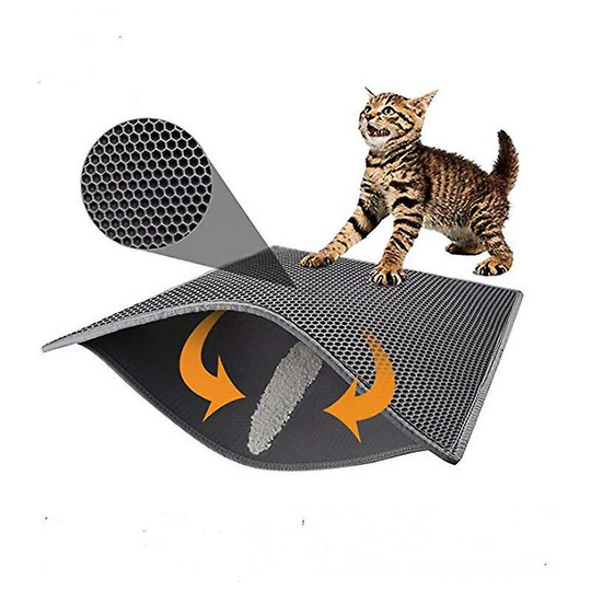Sun Flowergb - Cat Litter Mat, Double Layer Foldable Waterproof Honeycomb Cat Feeder Floor Protection Mat and Easy to Clean Mat