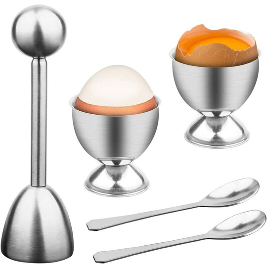 Betterlifegb - Egg Cutter Stainless Steel Egg Tool with Egg Spoons and Egg Cup,Betterlife Hard and Soft Egg Shell Cutter, Egg Topper for Home Kitchen