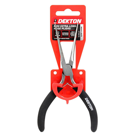 Dekton DT20216 Mini Extra Long Nose Pliers, Black/Red