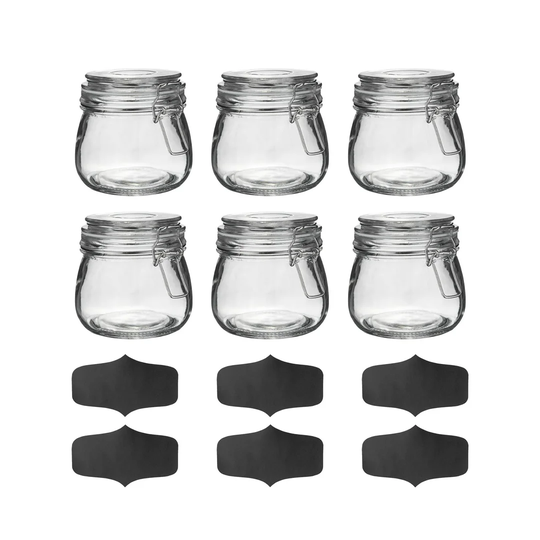 500ml Preserving Jar with Airtight Clip Lid and Chalkboard Stickers