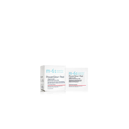M-61 PowerGlow Peel- 10 Treatments- 1-minute, 1-step exfoliating glow peel with glycolic, vitamin K & chamomile