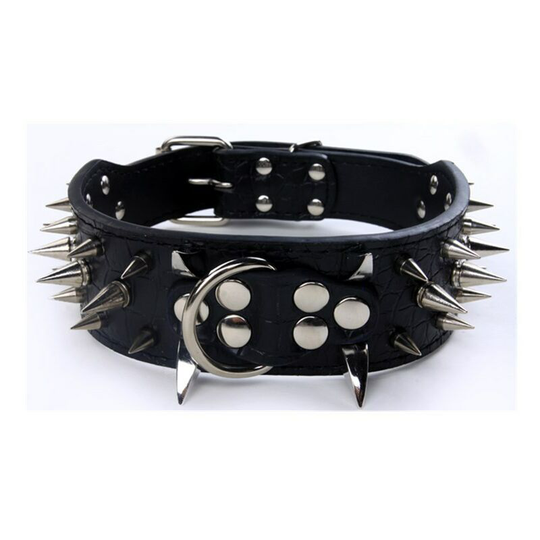 Adjustable Pet Collar in Black Bulldog Pet Punk Spike Stud Rivets Collar 56*5CM