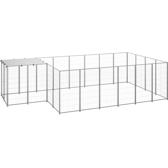 Dog Kennel Silver 8.47 m² Steel Vidaxl Silver