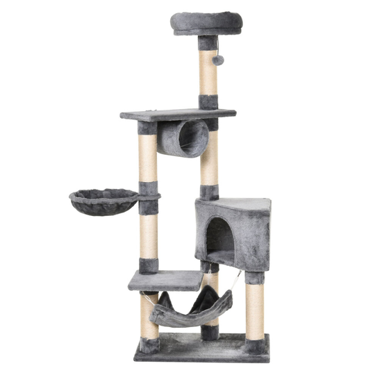 PawHut 150CM Cat Tree Tower Kittens Activity Stand Scratching Posts