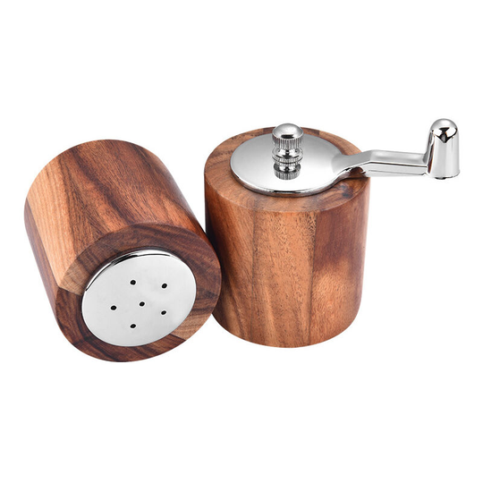 Perle Rare - 2 pcs Manual Pepper Mill, Versatile Manual Spice Grinder Tool with Long Crank for Sea Salt Herb Pepper Grinder