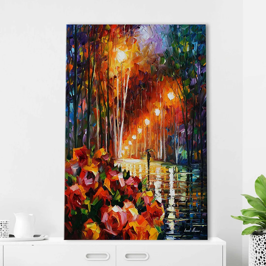 'Park Flowers' by Leonid Afremov - Wrapped Canvas Painting Print