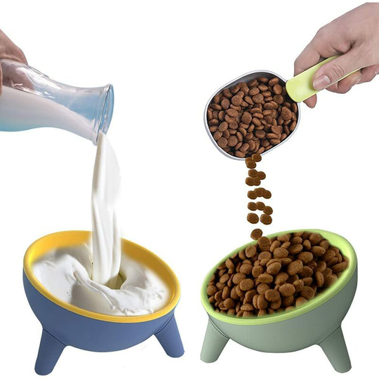 Heguyey - 2 pieces cat bowls inclined increased, cat food bowls increased cat food water