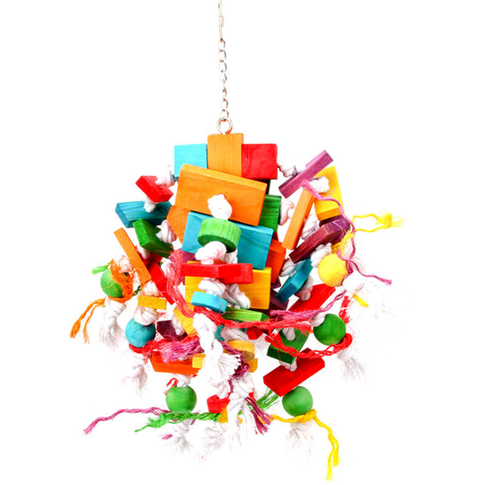 Large Bird Parrot Toys Wooden Parrot Toys Parrot Chewing Hanging Toys Cotton Rope Skewers,model:Multicolor Cotton Rope Skewers