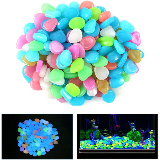 Colorful Glow in The Dark Pebbles Stones Rocks for Fish Tank Aquarium Garden Walkway