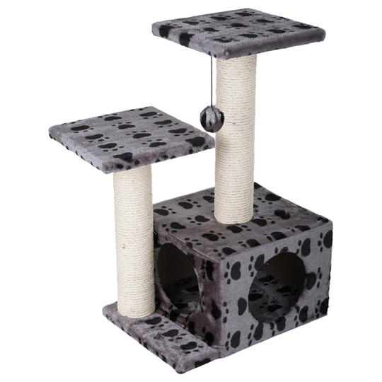 Trixie Valencia Cat Tree - Grey with paw pattern