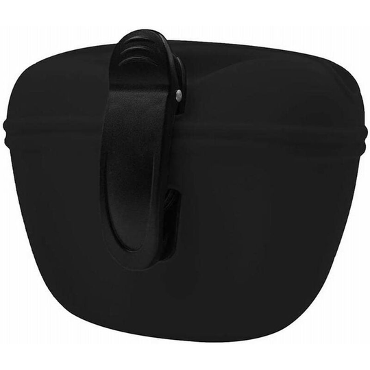 Gift - Silicone Dog Treat Bag with Clip - Portable Dog Food Container for Training - Magnetic Closure - Black