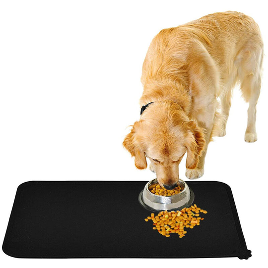Bowl Pad, for Dogs and Cats, Waterproof and Non-slip Silicone Feeding Bowl Pad for Feeding Bowls, Water Bowl, Feeding Mat, black