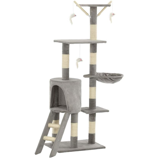 Cat Tree with Sisal Scratching Posts 138 cm Grey