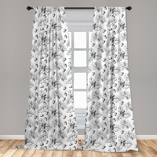Ajna Acorn Nut of Plant Foliage Woodland Food of Squirrel Animals Mono Slot Top Room Darkening Curtains
