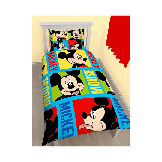 Mickey Mouse Bright Single Duvet Cover and Pillowcase Set