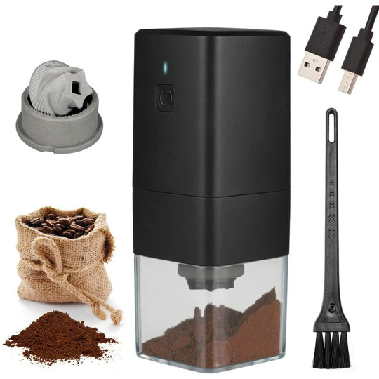 Qersta - Portable Electric Coffee Grinder, Coffee Grinder 1300mAh usb Rechargeable Coffee Grinder with Brush for Coffee Beans, Spices, Nuts