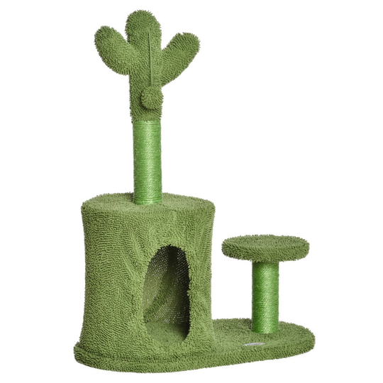 PawHut Cactus Cat Tree Tower Sisal Scratching Post Condo Perch