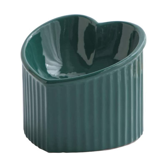 Dark Green Raised Bowl Holder Inclined Bowl for Dog and Cat Ceramic