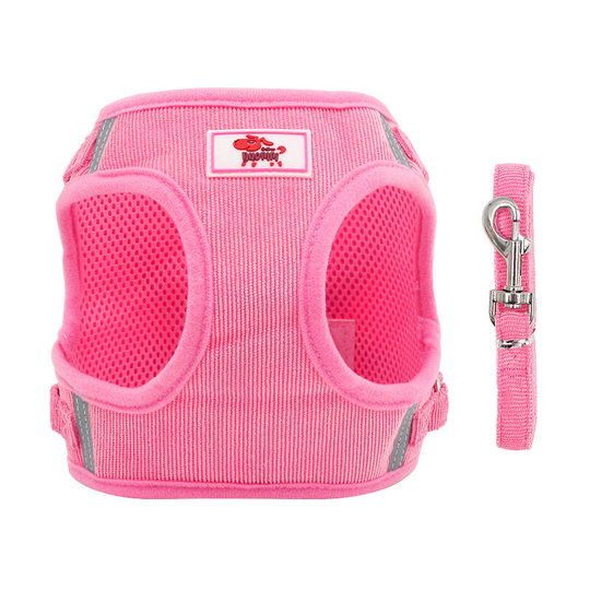 Dog Harness and Leash Set Reflective Leash Pet Chest Vest for Puppy Walk Outdoor (pink, Size xl)