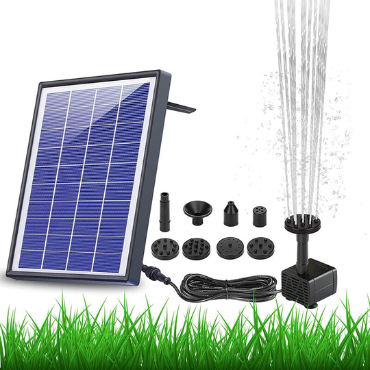 Modou - 6.5W Solar Fountain Pump, Built-in 1500mAh Battery, Solar Floating Fountain Water Pump with 6 Nozzles, for Bird Bath, Aquarium, Pond or