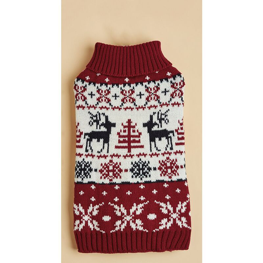 Pet Vintage Holiday Dog Sweaters, Dog Reindeer Holiday Pet Clothes Pull for Dogs Puppy Kitten Cats, Classic Red, Autumn Winter Warm Christmas Knitted
